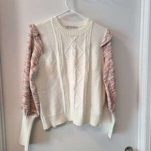Franklin + Daysi boucle balloon sleeve cable knit sweater